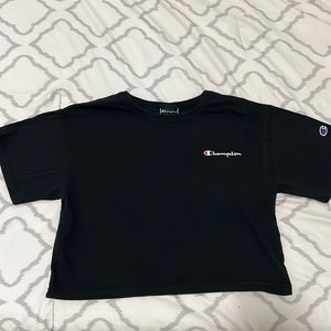 Black champion, crop top shirt, size small